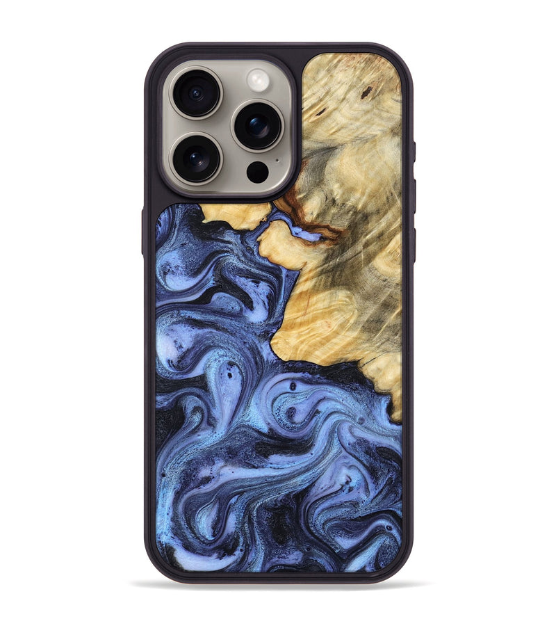 iPhone 15 Pro Max Wood Phone Case - Yadiel (Blue, 804009)