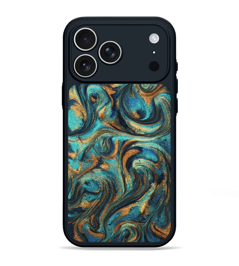 iPhone 17 Pro Max ResinArt Phone Case - Kayla (Teal & Gold, 804037)