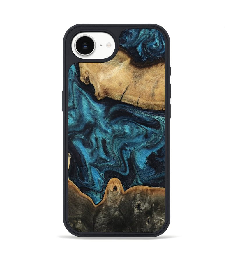 iPhone 16e Wood Phone Case - Zhuri (Blue, 804054)