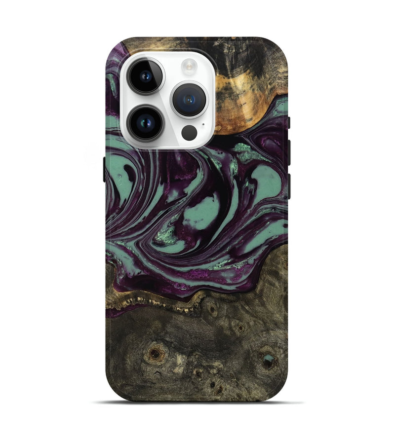 iPhone 15 Pro Wood Live Edge Phone Case - Wade (Green, 804108)