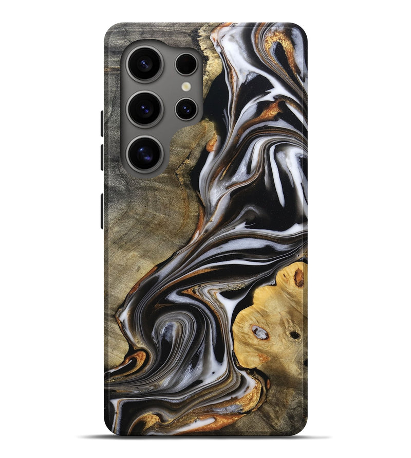 Galaxy S25 Ultra Wood Live Edge Phone Case - Alvina (Black & White, 804113)