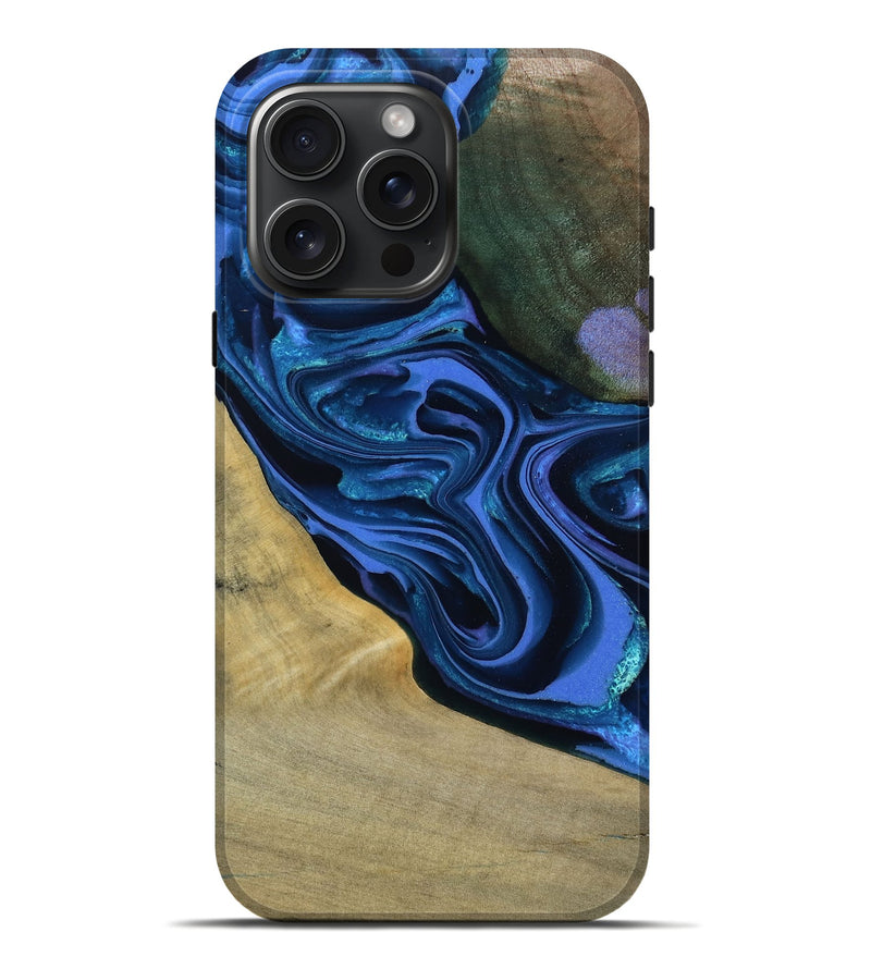 iPhone 16 Pro Max Wood Live Edge Phone Case - Judge (Blue, 804122)
