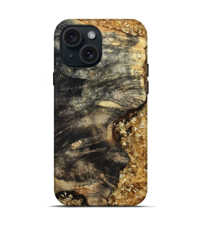 iPhone 15 Wood Live Edge Phone Case - Lian (Metallic, 804136)