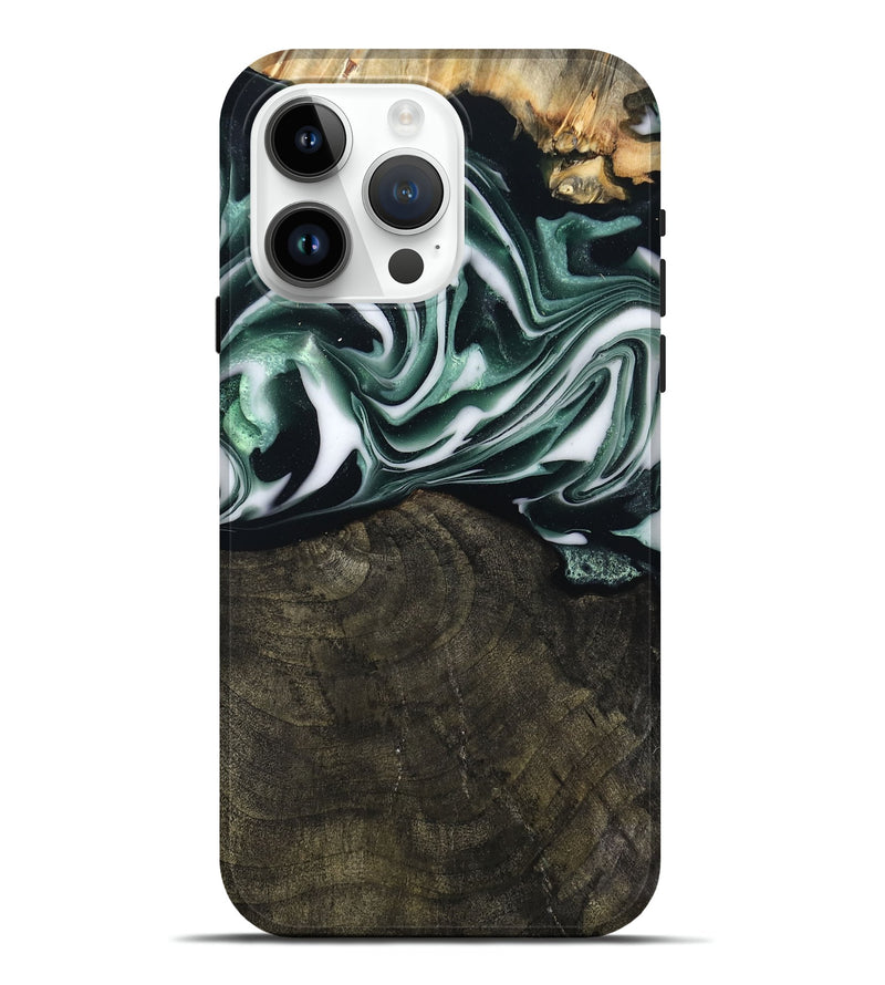 iPhone 15 Pro Max Wood Live Edge Phone Case - Marva (Green, 804140)