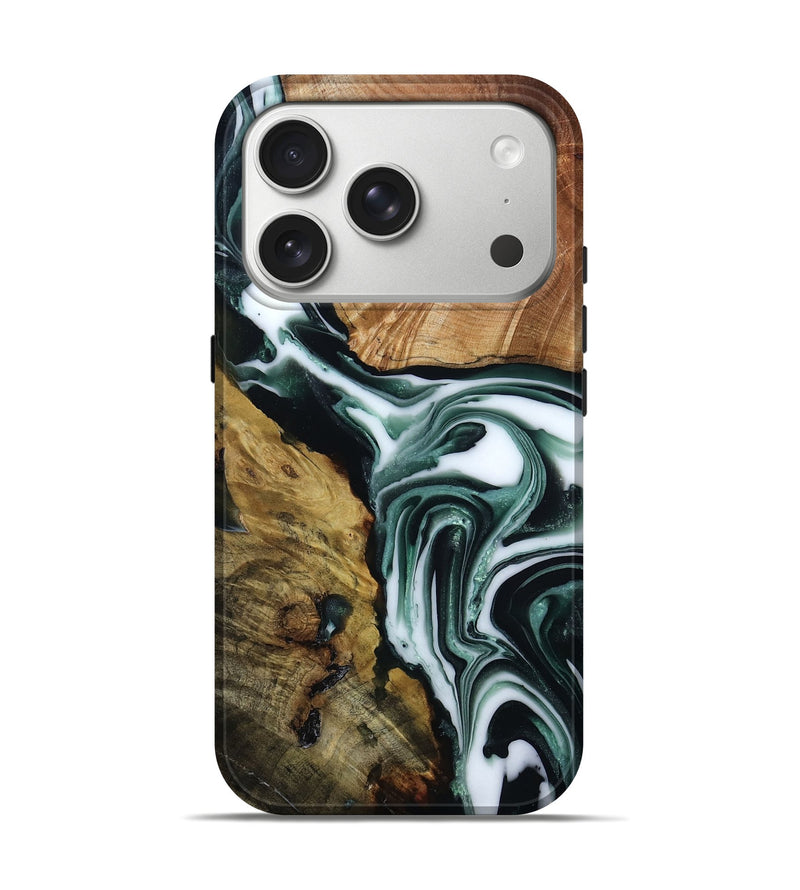 iPhone 17 Pro Wood Live Edge Phone Case - Emile (Green, 804143)