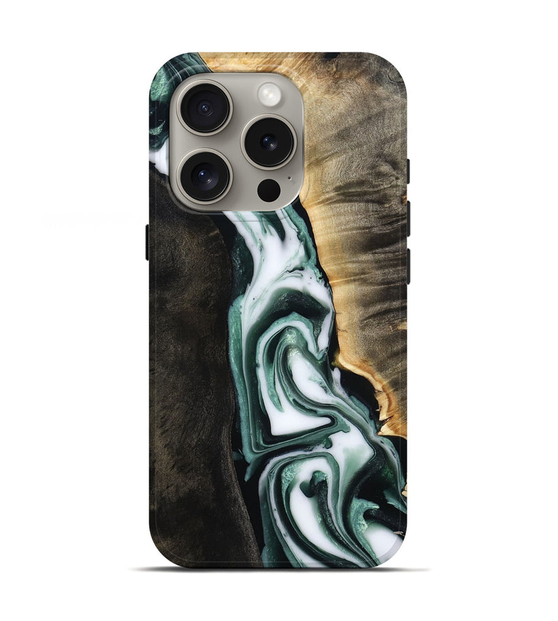 iPhone 16 Pro Wood Live Edge Phone Case - Mariyah (Green, 804144)