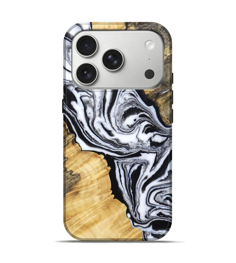 iPhone 17 Pro Wood Live Edge Phone Case - Deacon (Black & White, 804159)