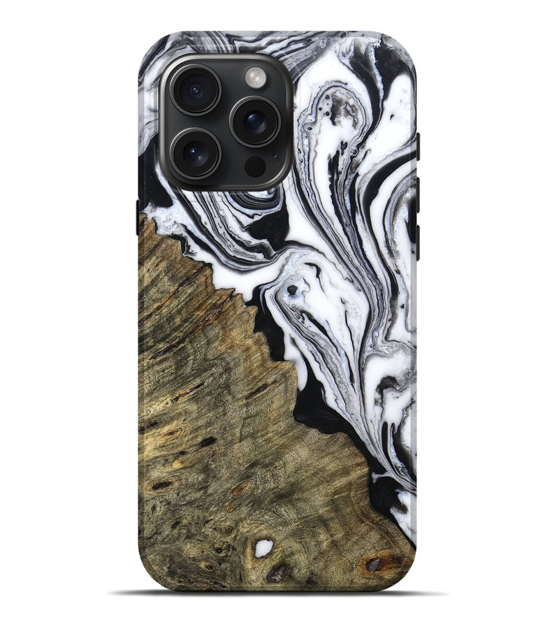 iPhone 16 Pro Max Wood Live Edge Phone Case - Archer (Black & White, 804161)