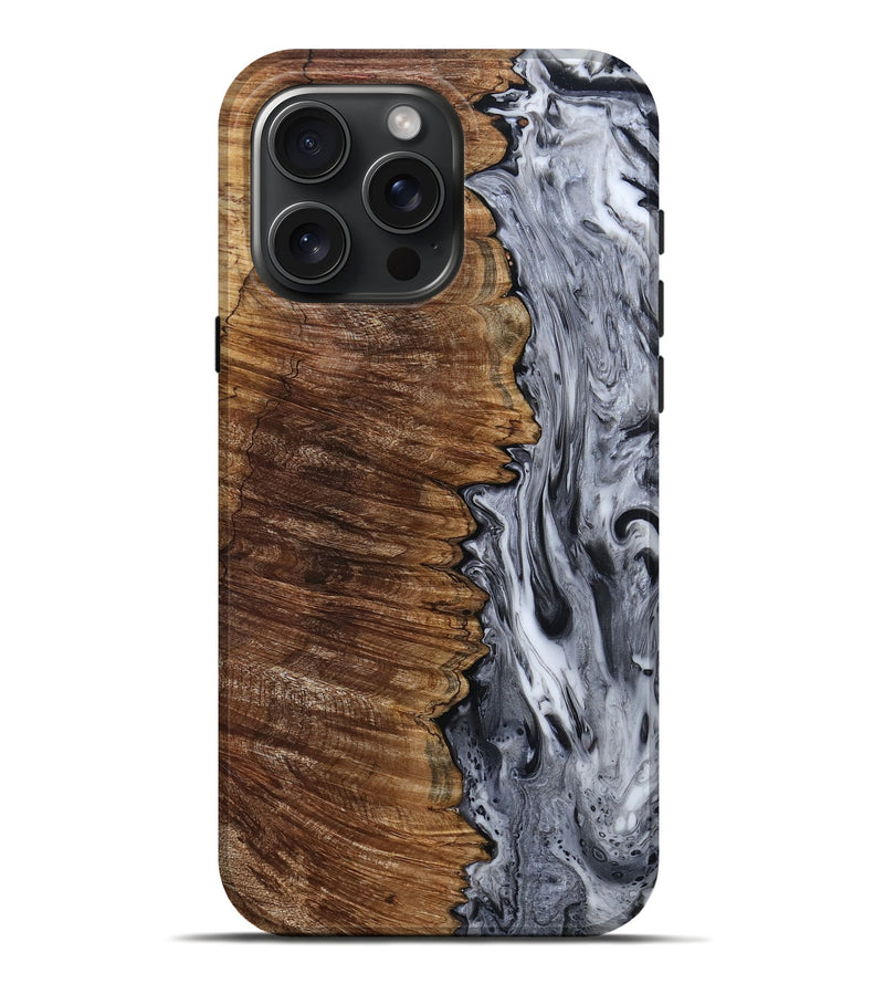 iPhone 16 Pro Max Wood Live Edge Phone Case - Cary (Black & White, 804169)