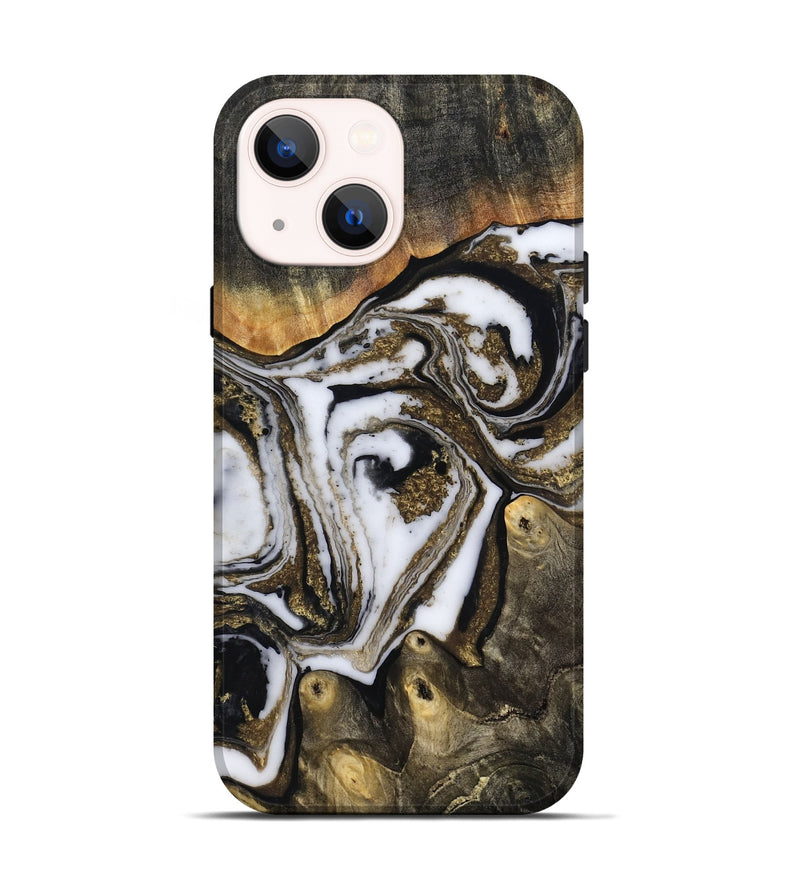 iPhone 14 Wood Live Edge Phone Case - Son (Black & White, 804170)