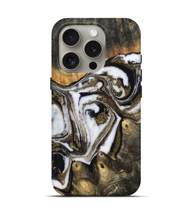 iPhone 16 Pro Wood Live Edge Phone Case - Son (Black & White, 804170)