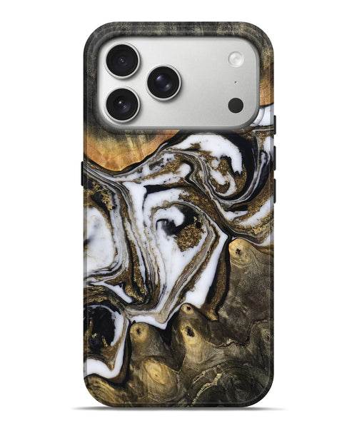 iPhone 17 Pro Max Wood Live Edge Phone Case - Son (Black & White, 804170)
