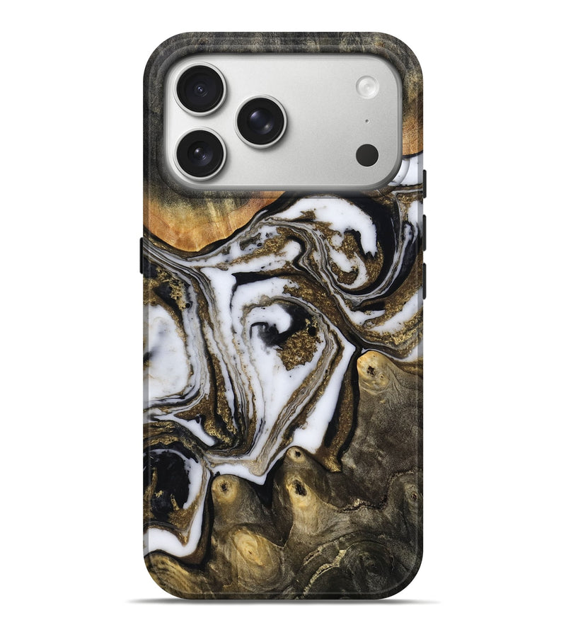 iPhone 17 Pro Max Wood Live Edge Phone Case - Son (Black & White, 804170)