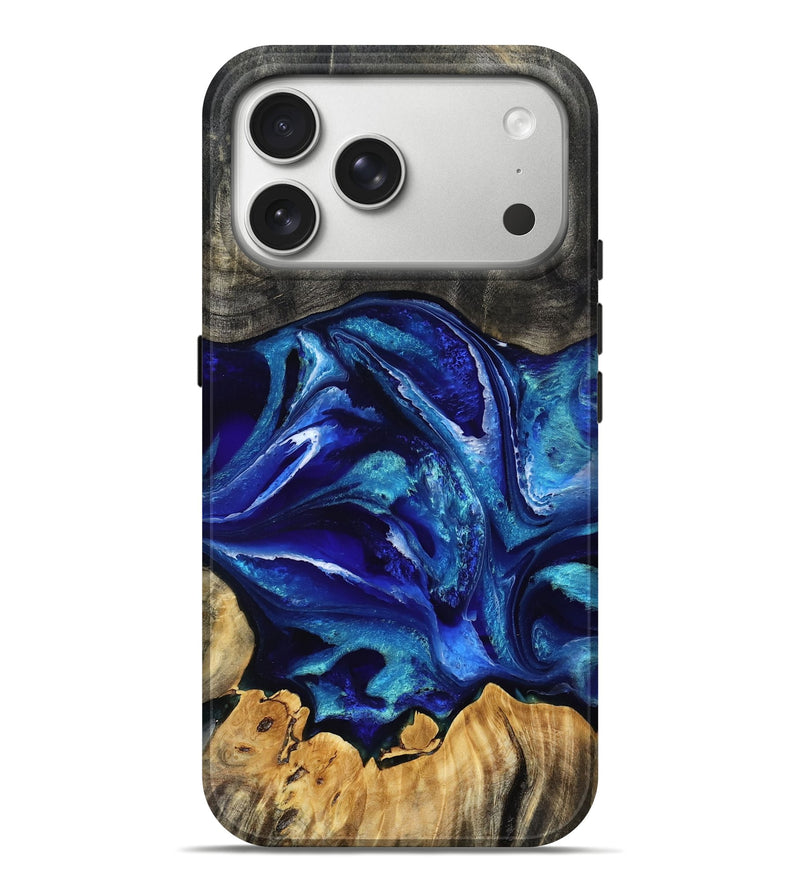 iPhone 17 Pro Max Wood Live Edge Phone Case - Shaylee (Blue, 804184)