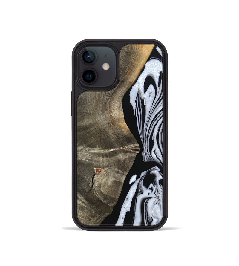 iPhone 12 mini Wood Phone Case - Malinda (Black & White, 804208)
