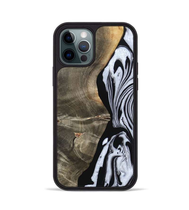 iPhone 12 Pro Wood Phone Case - Malinda (Black & White, 804208)