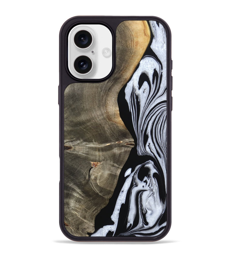iPhone 16 Plus Wood Phone Case - Malinda (Black & White, 804208)