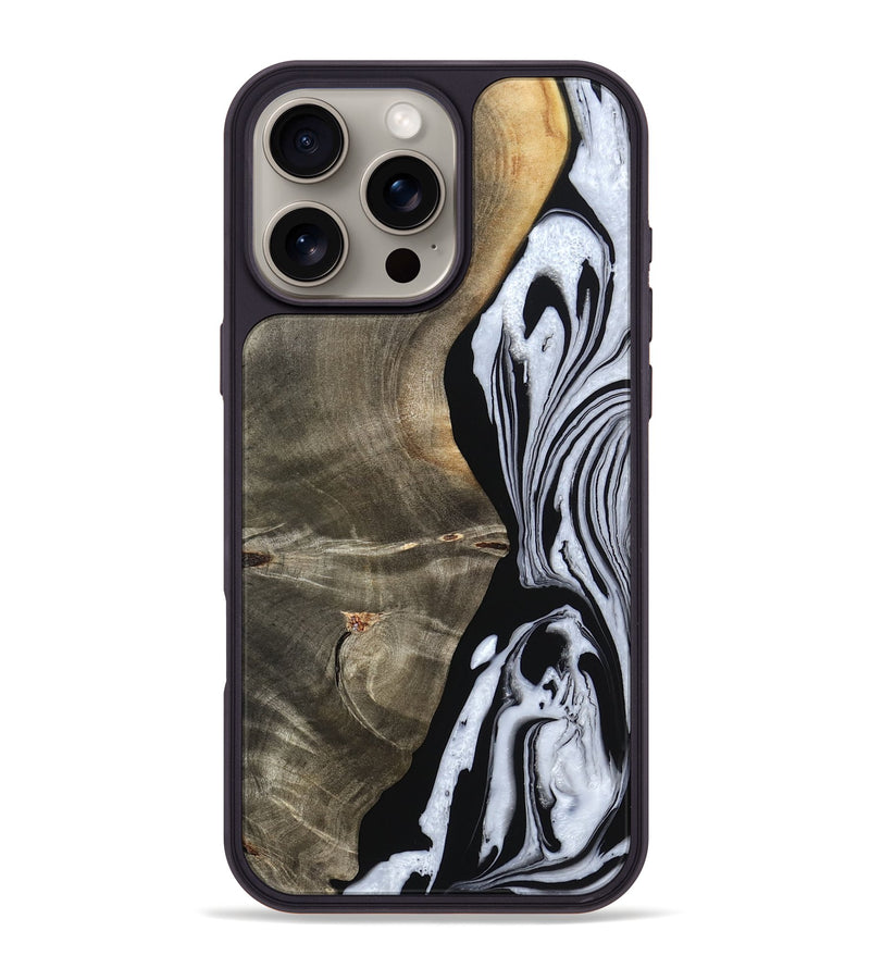 iPhone 16 Pro Max Wood Phone Case - Malinda (Black & White, 804208)