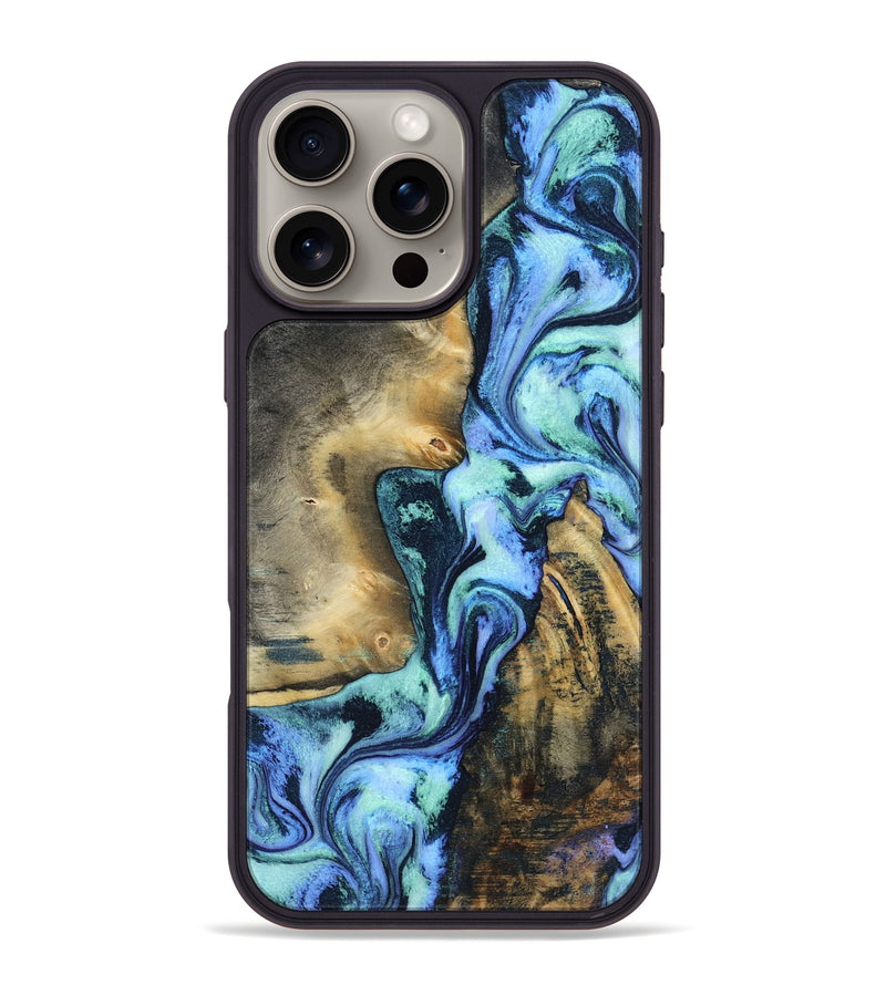 iPhone 16 Pro Max Wood Phone Case - Barb (Blue, 804224)
