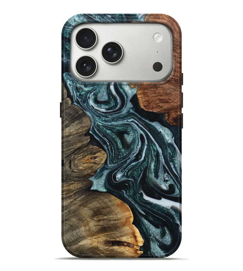 iPhone 17 Pro Max Wood Live Edge Phone Case - Aracely (Green, 804259)