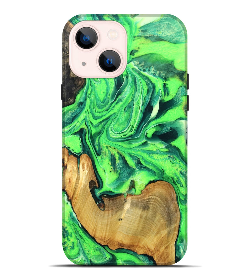 iPhone 14 Plus Wood Live Edge Phone Case - Belen (Green, 804263)