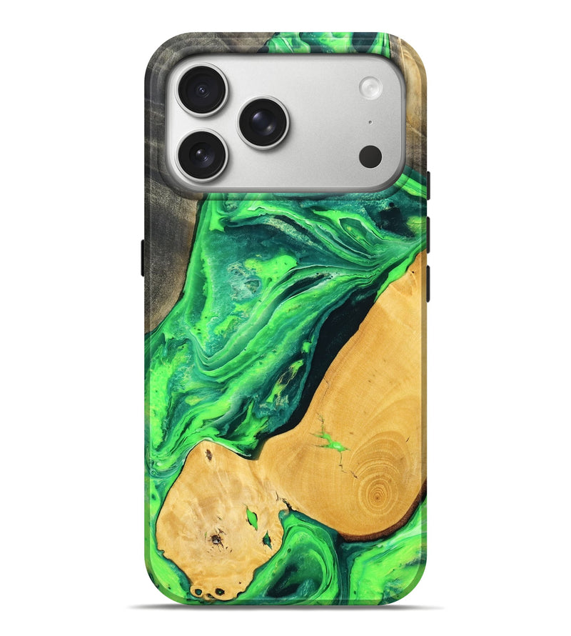 iPhone 17 Pro Max Wood Live Edge Phone Case - Jaunita (Green, 804265)