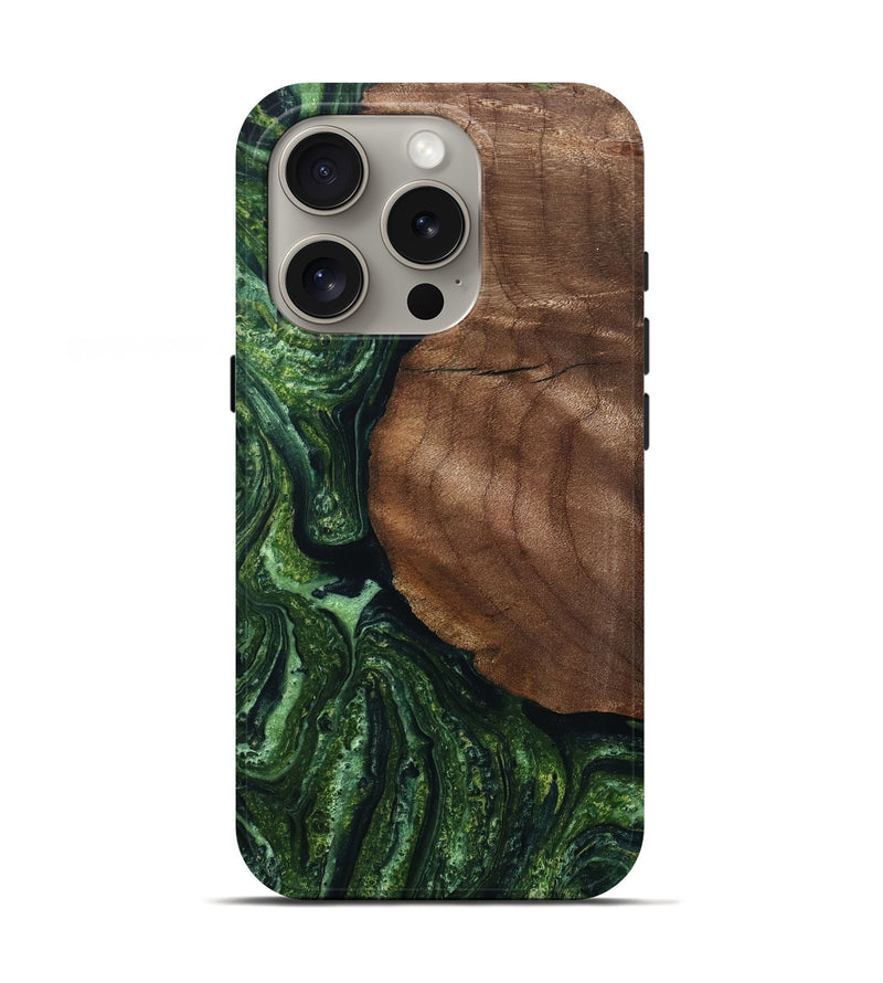 iPhone 16 Pro Wood Live Edge Phone Case - Mettie (Green, 804269)
