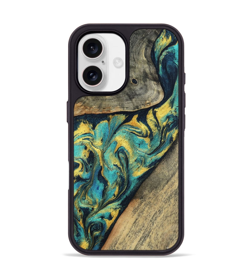 iPhone 17 Wood Phone Case - Adam (Teal & Gold, 804279)