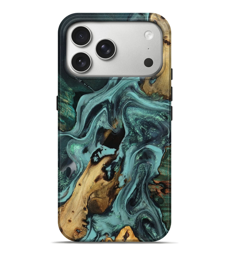 iPhone 17 Pro Max Wood Live Edge Phone Case - Sharla (Green, 804358)