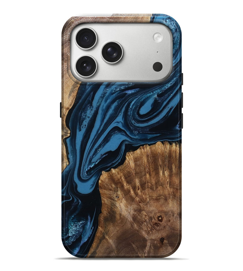 iPhone 17 Pro Max Wood Live Edge Phone Case - Madalyn (Blue, 804367)