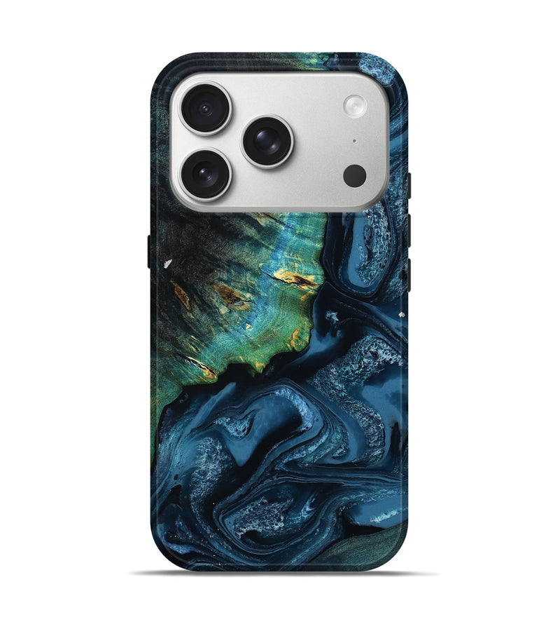 iPhone 17 Pro Wood Live Edge Phone Case - Jayme (Blue, 804376)