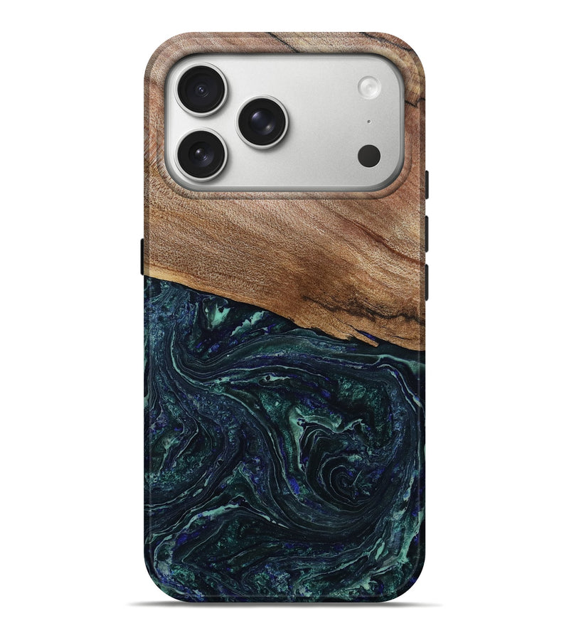 iPhone 17 Pro Max Wood Live Edge Phone Case - Nola (Green, 804384)
