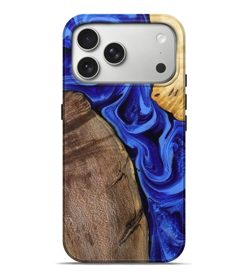 iPhone 17 Pro Max Wood Live Edge Phone Case - Toccara (Blue, 804385)