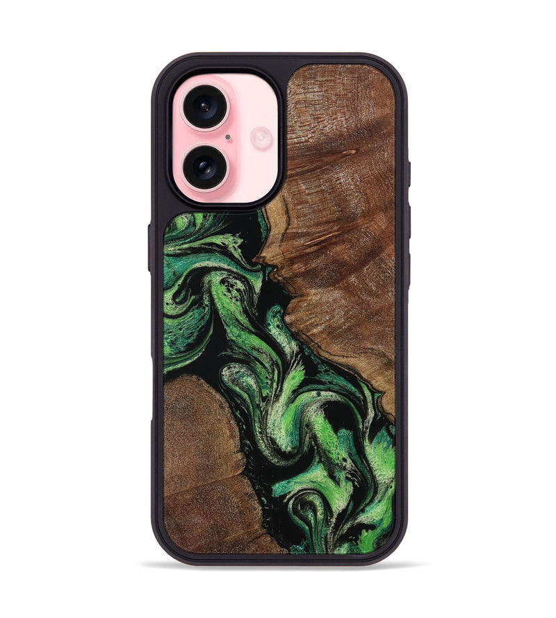 iPhone 16 Wood Phone Case - Azriel (Green, 804497)