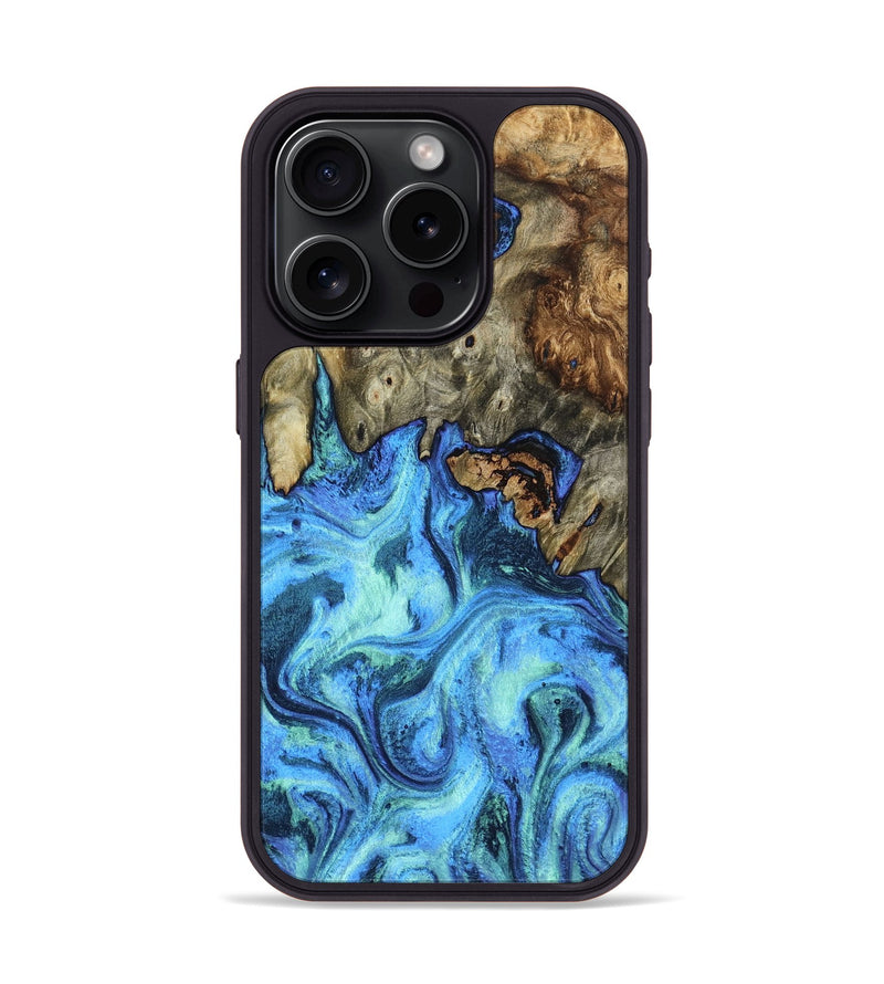 iPhone 15 Pro Wood Phone Case - Javon (Blue, 804526)