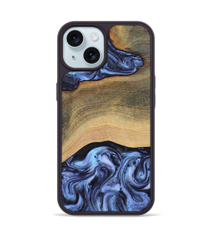 iPhone 15 Wood Phone Case - Metta (Blue, 804534)