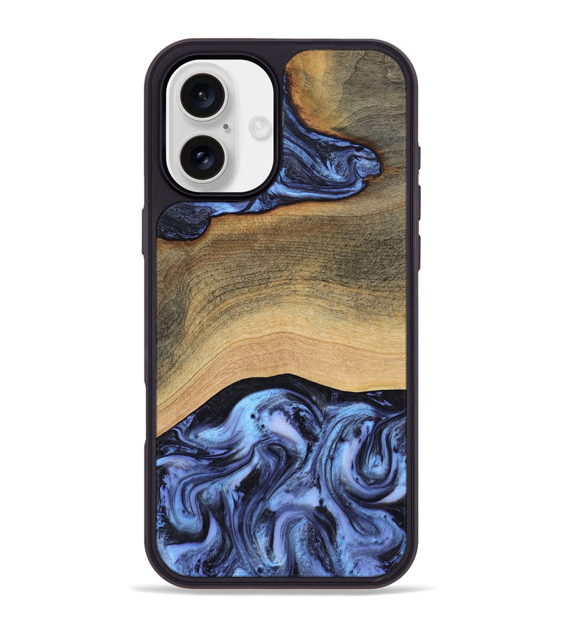 iPhone 16 Plus Wood Phone Case - Metta (Blue, 804534)
