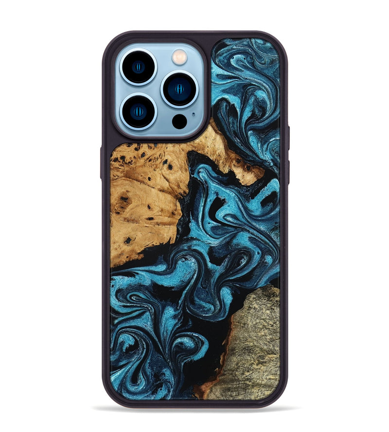 iPhone 14 Pro Max Wood Phone Case - Cloe (Blue, 804541)