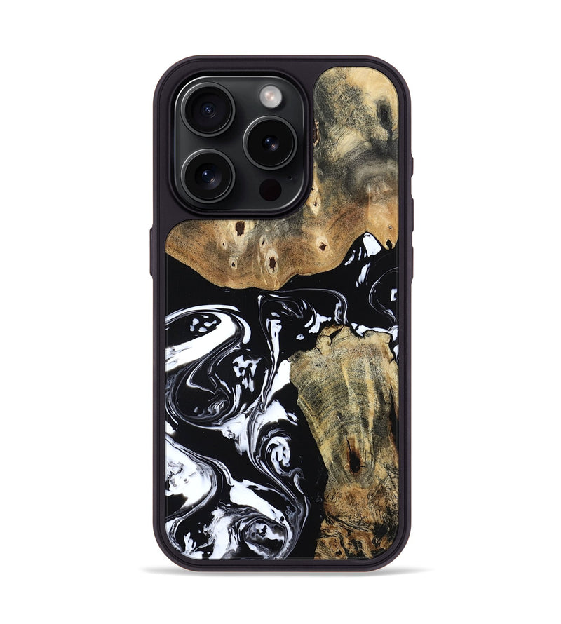 iPhone 15 Pro Wood Phone Case - Jaiden (Black & White, 804581)