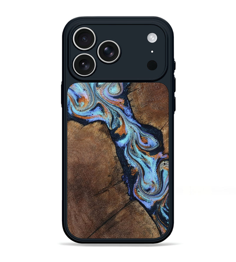 iPhone 17 Pro Max Wood Phone Case - Lavern (Teal & Gold, 804591)