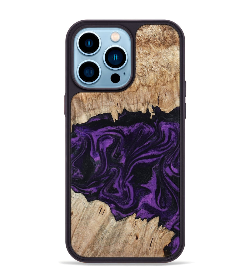 iPhone 14 Pro Max Wood Phone Case - Adelynn (Purple, 804597)