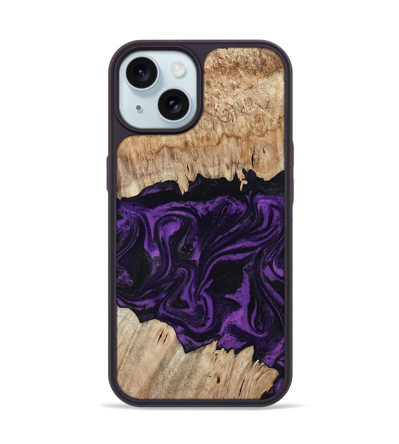 iPhone 15 Wood Phone Case - Adelynn (Purple, 804597)