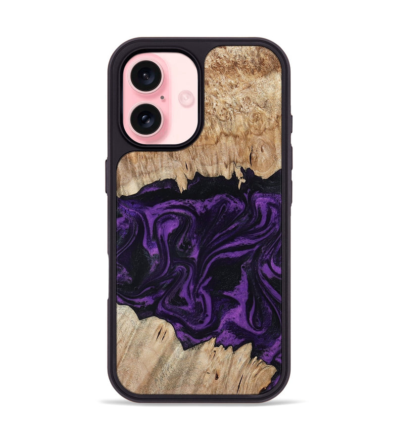 iPhone 16 Wood Phone Case - Adelynn (Purple, 804597)