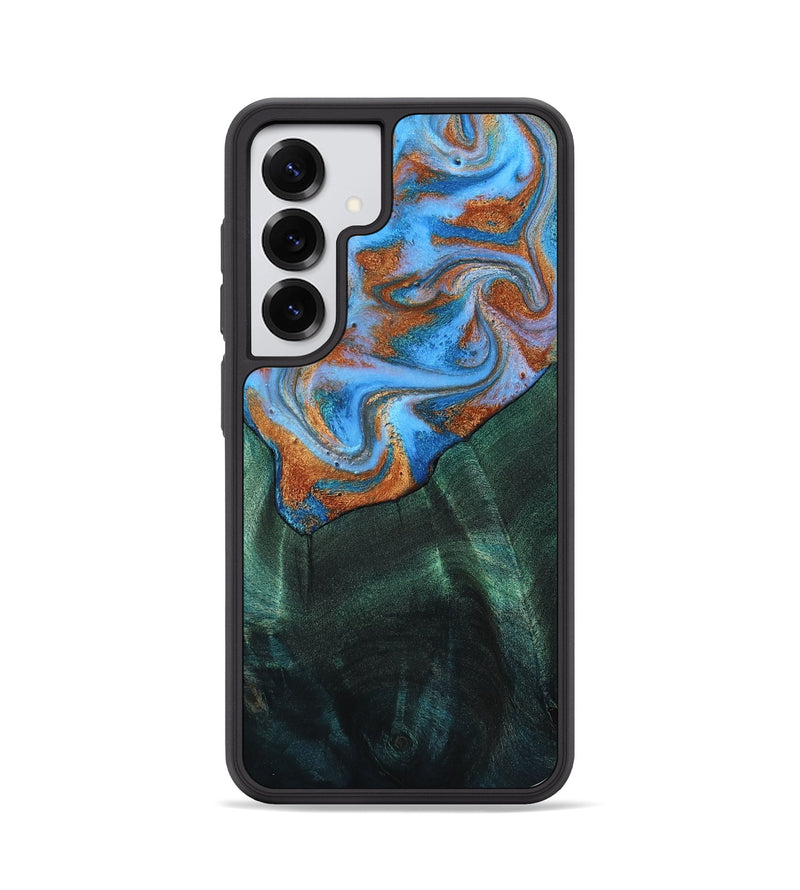 Galaxy S25 Wood Phone Case - Jaylin (Teal & Gold, 804609)