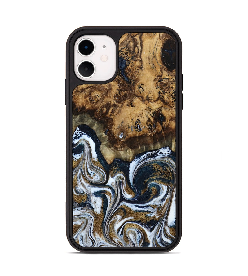 iPhone 11 Wood Phone Case - Wilder (Teal & Gold, 804610)