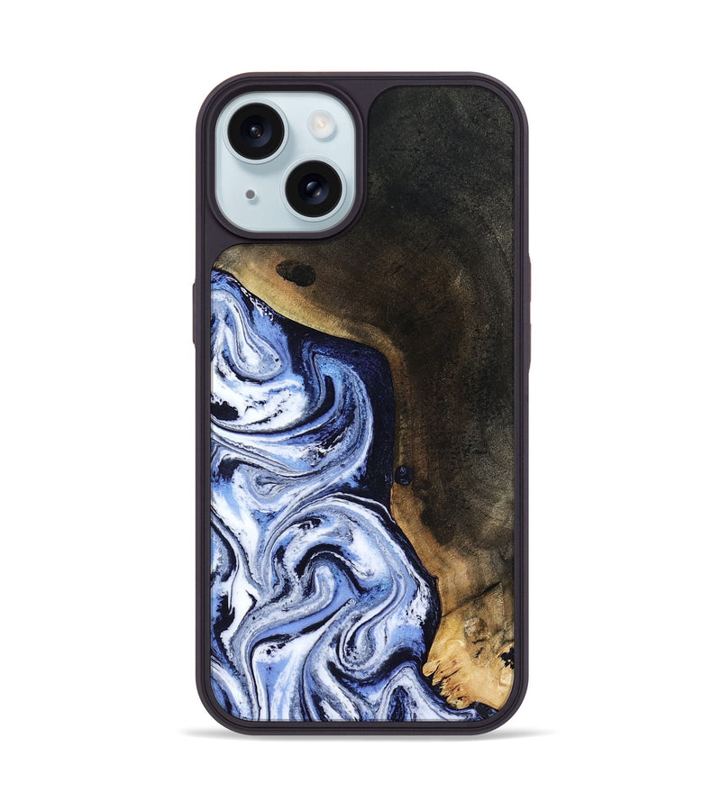 iPhone 15 Wood Phone Case - Kaya (Blue, 804661)