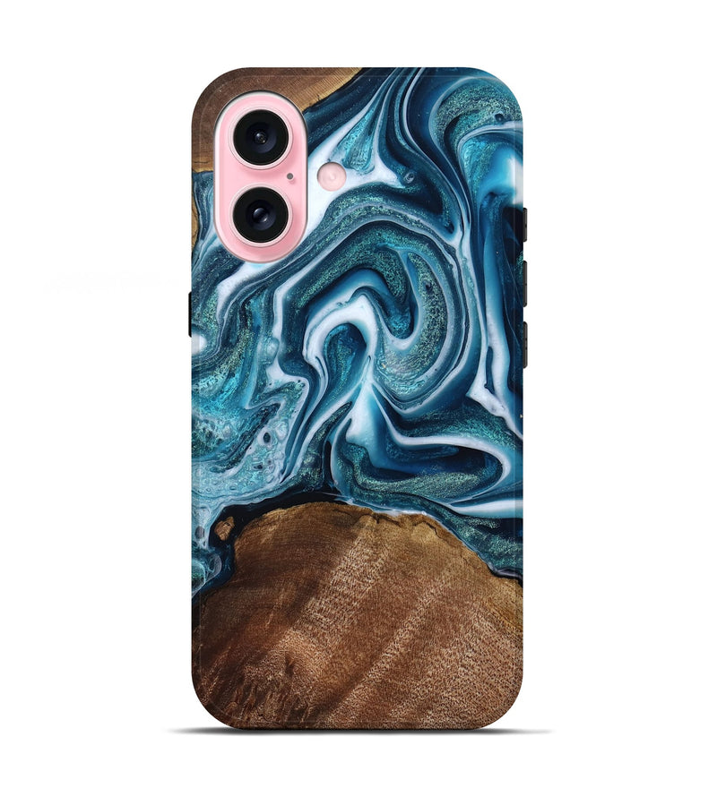 iPhone 17 Wood Live Edge Phone Case - Audrina (Blue, 804724)