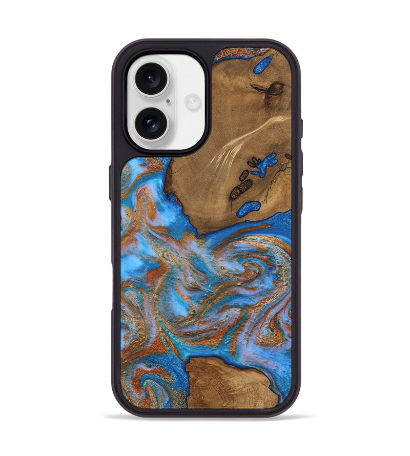 iPhone 17 Wood Phone Case - Benson (Teal & Gold, 804792)