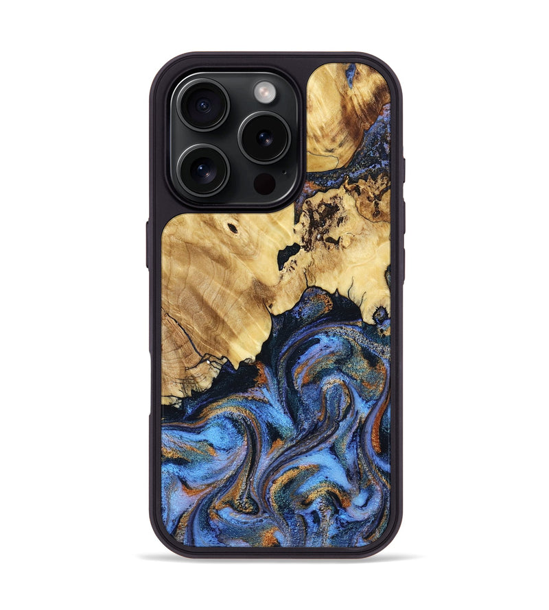 iPhone 16 Pro Wood Phone Case - Marilyn (Teal & Gold, 804793)