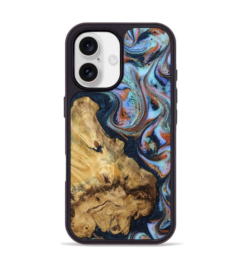 iPhone 17 Wood Phone Case - Ximena (Teal & Gold, 804795)